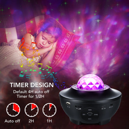 Black Galaxy Projector with 360° Starry Sky Light