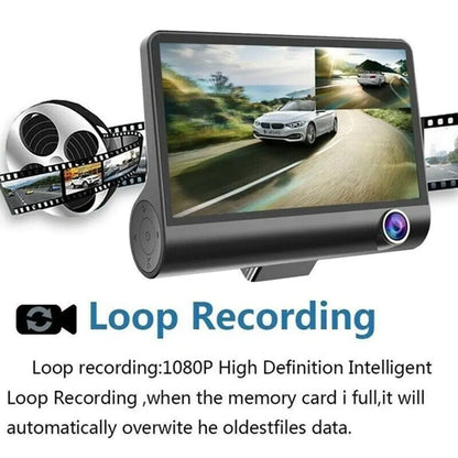 1080P 4" Dual Lens HD Car DVR Rearview Video Dash Cam Recorder Camera G-Sensor